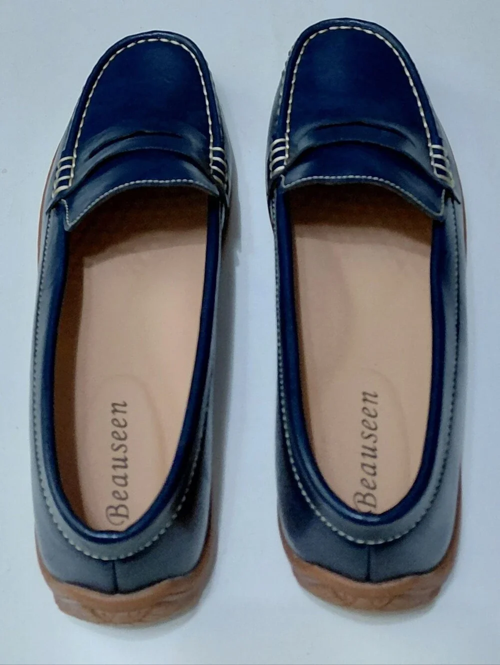 BEAUSEEN Women's Blue Penny Slip On  Loafers Size 9.5